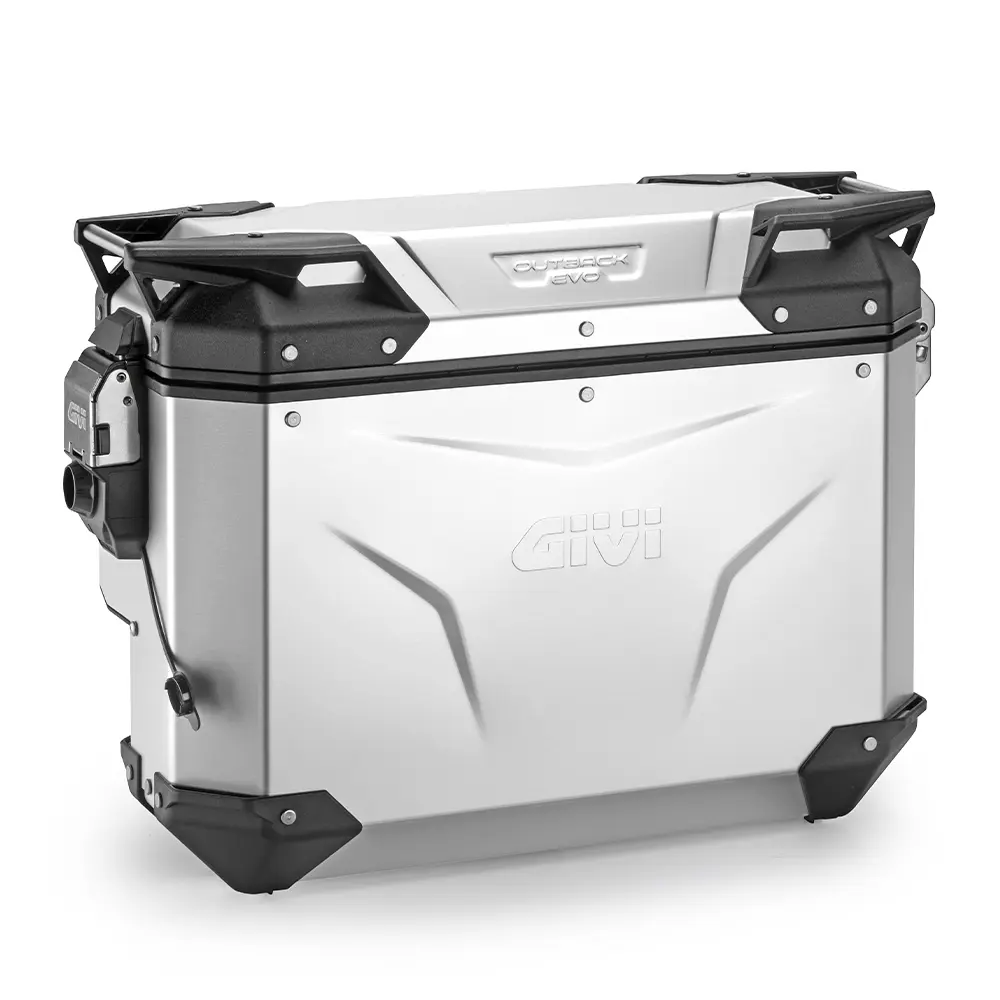 Motorrad Seitenkoffer aus eloxiertem Aluminium rechts mit freiem Zugang ohne Zylinder Givi Outback Evo
