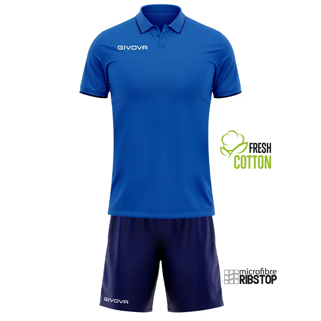 Givova Bleu Set Polo E Pantaloncini Street