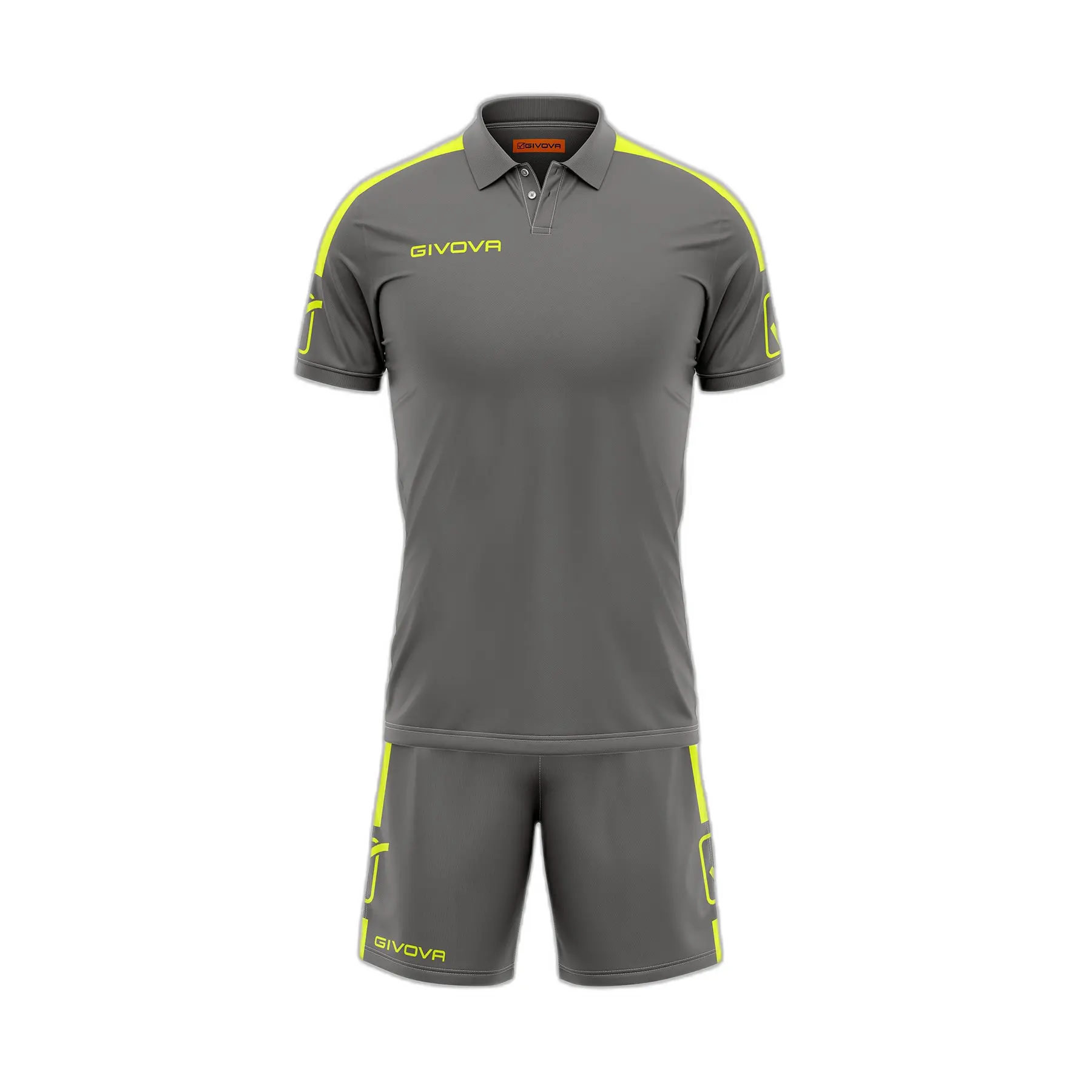 Givova Gris Polo Shirt En Korte Broek Set Play