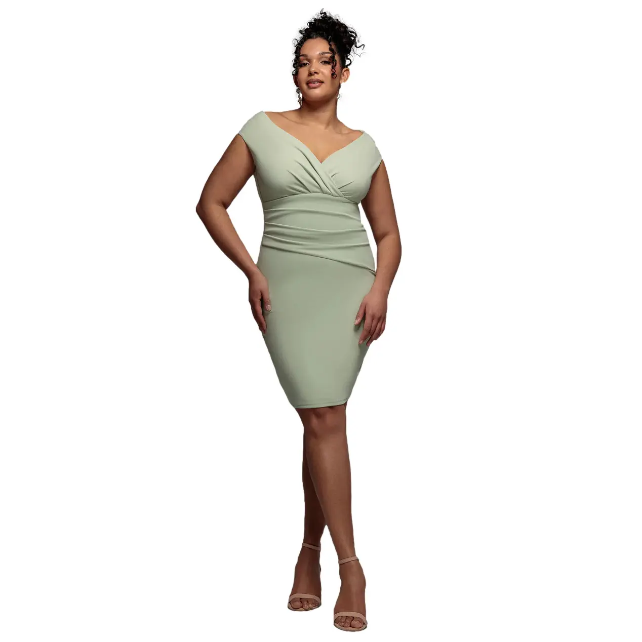 Bardot-Ausschnitt Kleid Damen Goddiva Plus Midi