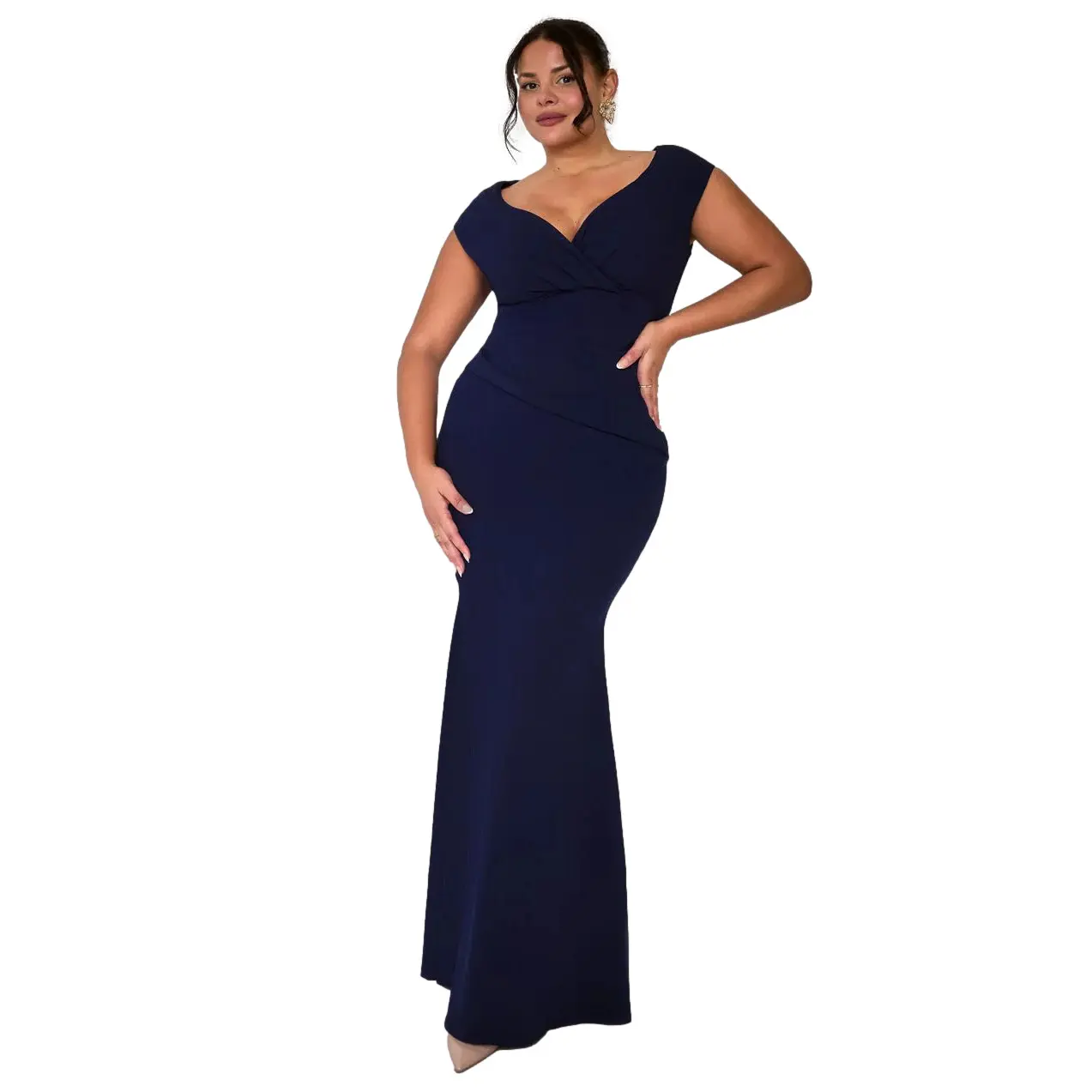 Plissee-Kleid für Damen Goddiva Bardot Maxi