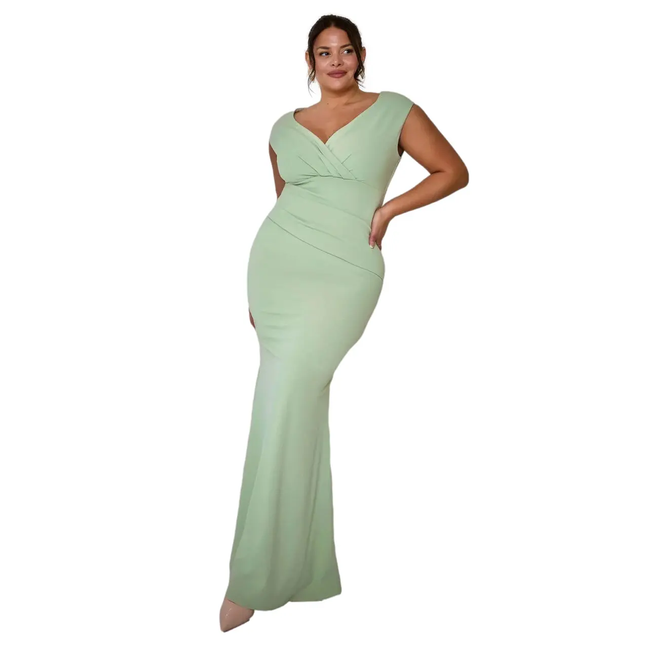 Plissee-Kleid für Damen Goddiva Bardot Maxi