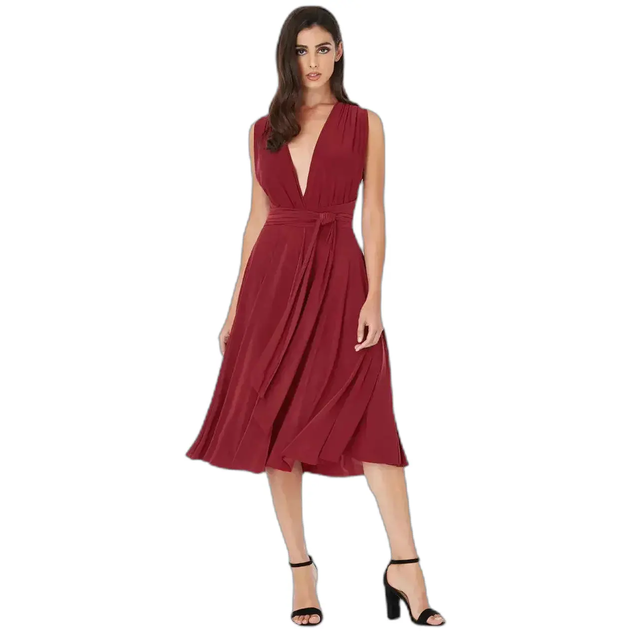 Robe midi dos nu multi-positions al tatto morbido donna