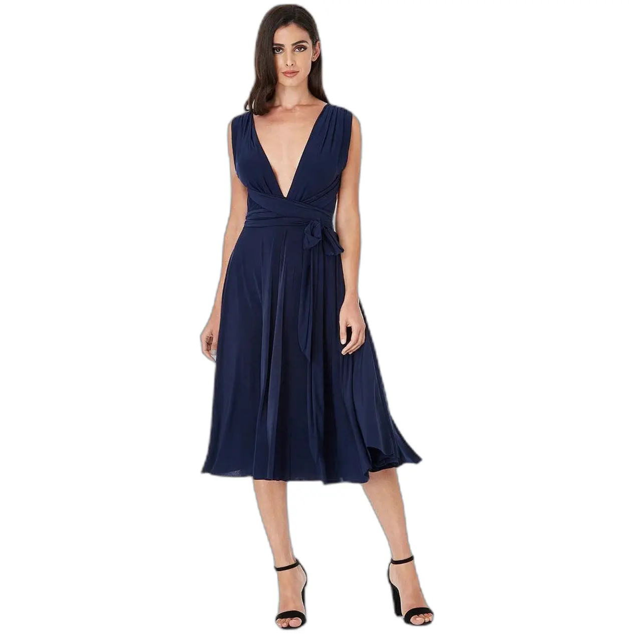 Robe midi dos nu multi-positions al tatto morbido donna