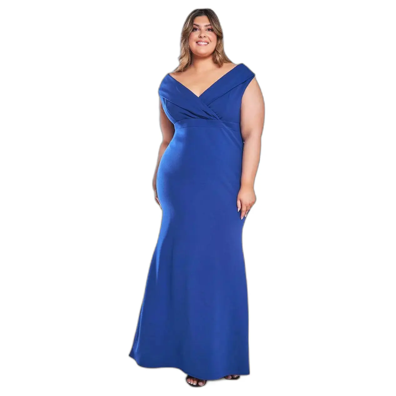 Image of Maxi Wickelkleid mit schulterfreien Ärmeln für Damen Goddiva