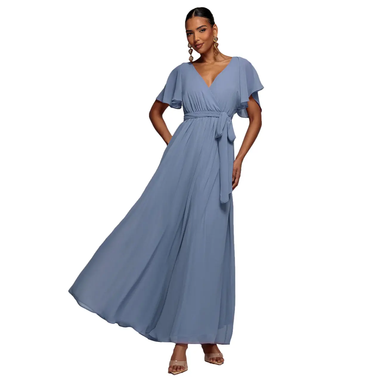 Image of Chiffon Wickelkleid Damen Goddiva Maxi