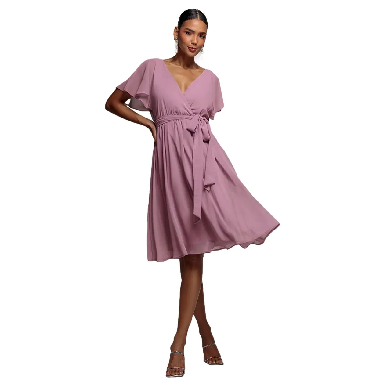 Chiffon Wickelkleid Damen Goddiva Midi