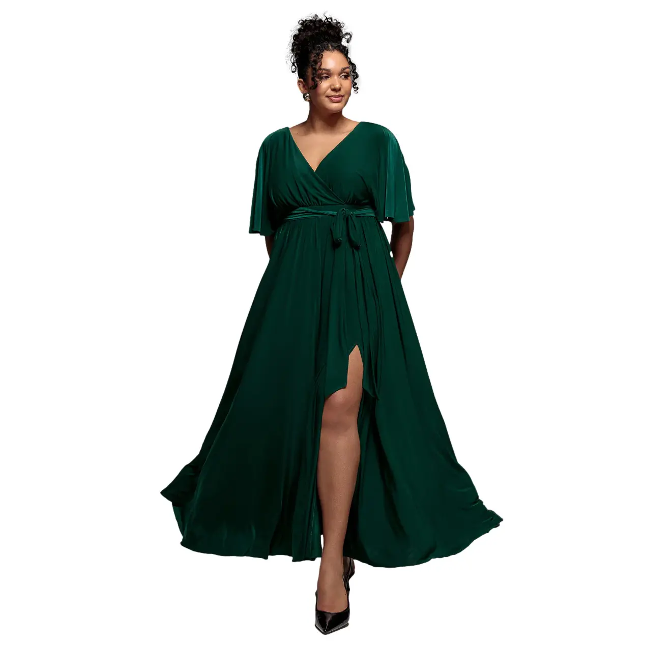 Schmetterlingsärmel Wickelkleid Damen Goddiva Maxi