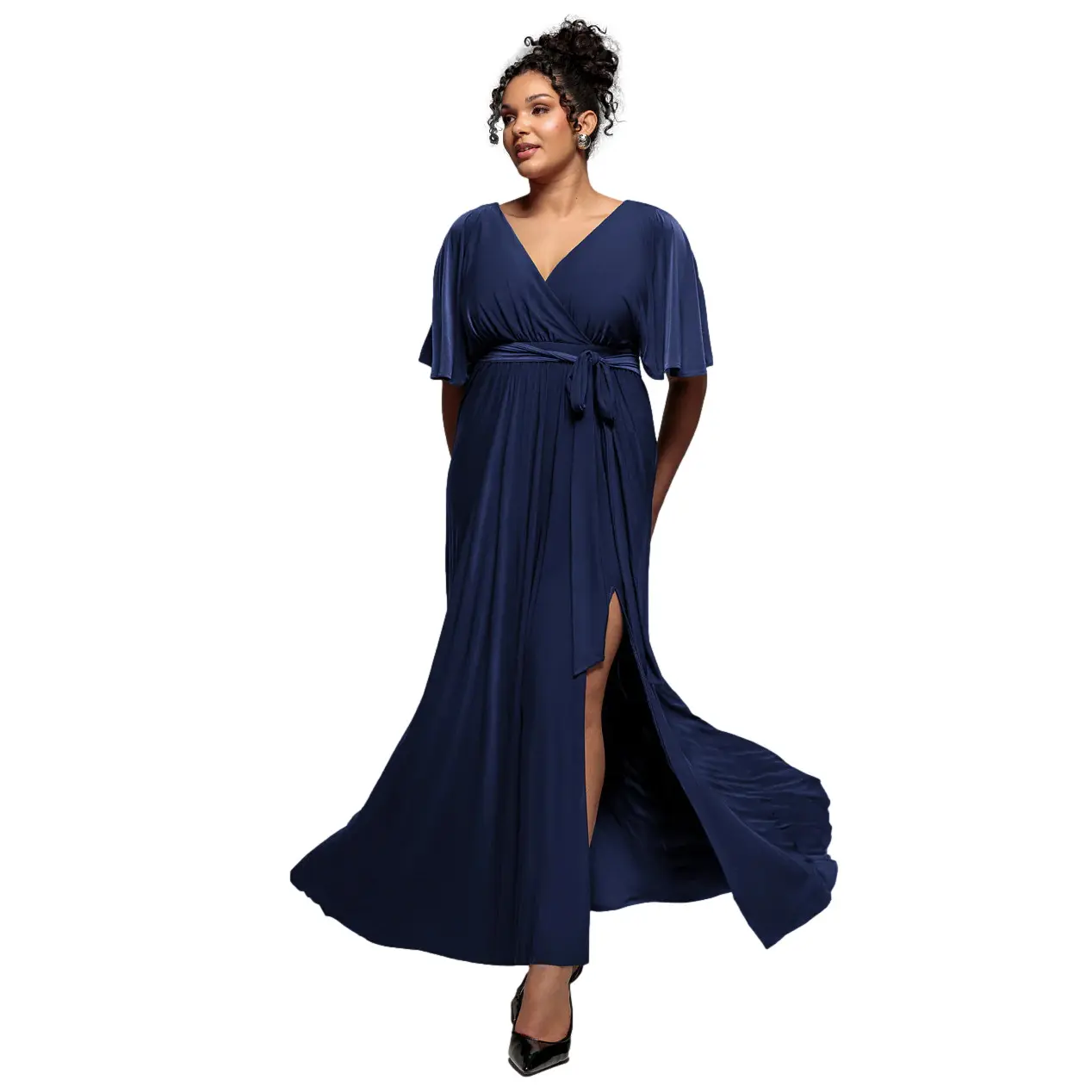 Schmetterlingsärmel Wickelkleid Damen Goddiva Maxi