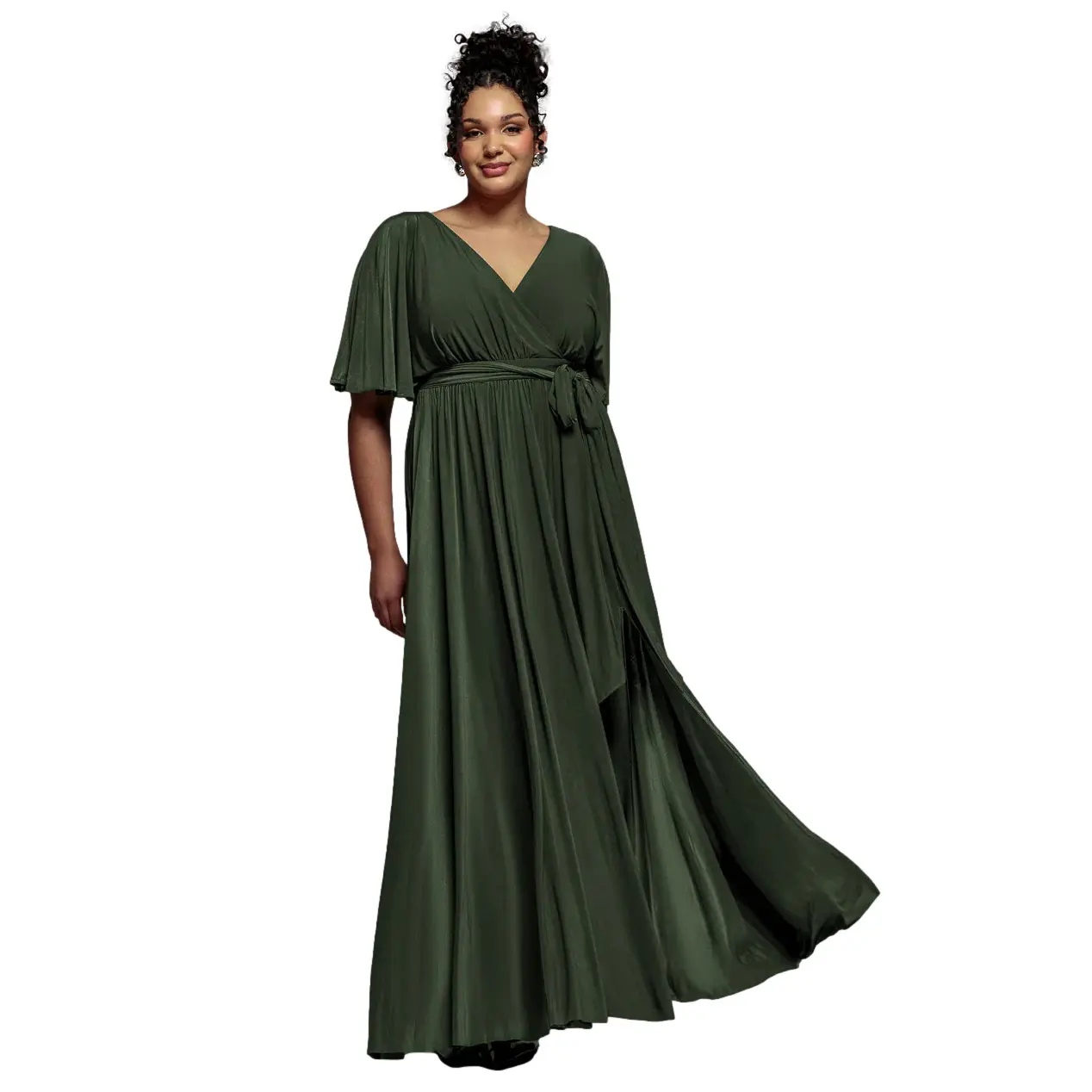 Schmetterlingsärmel Wickelkleid Damen Goddiva Maxi