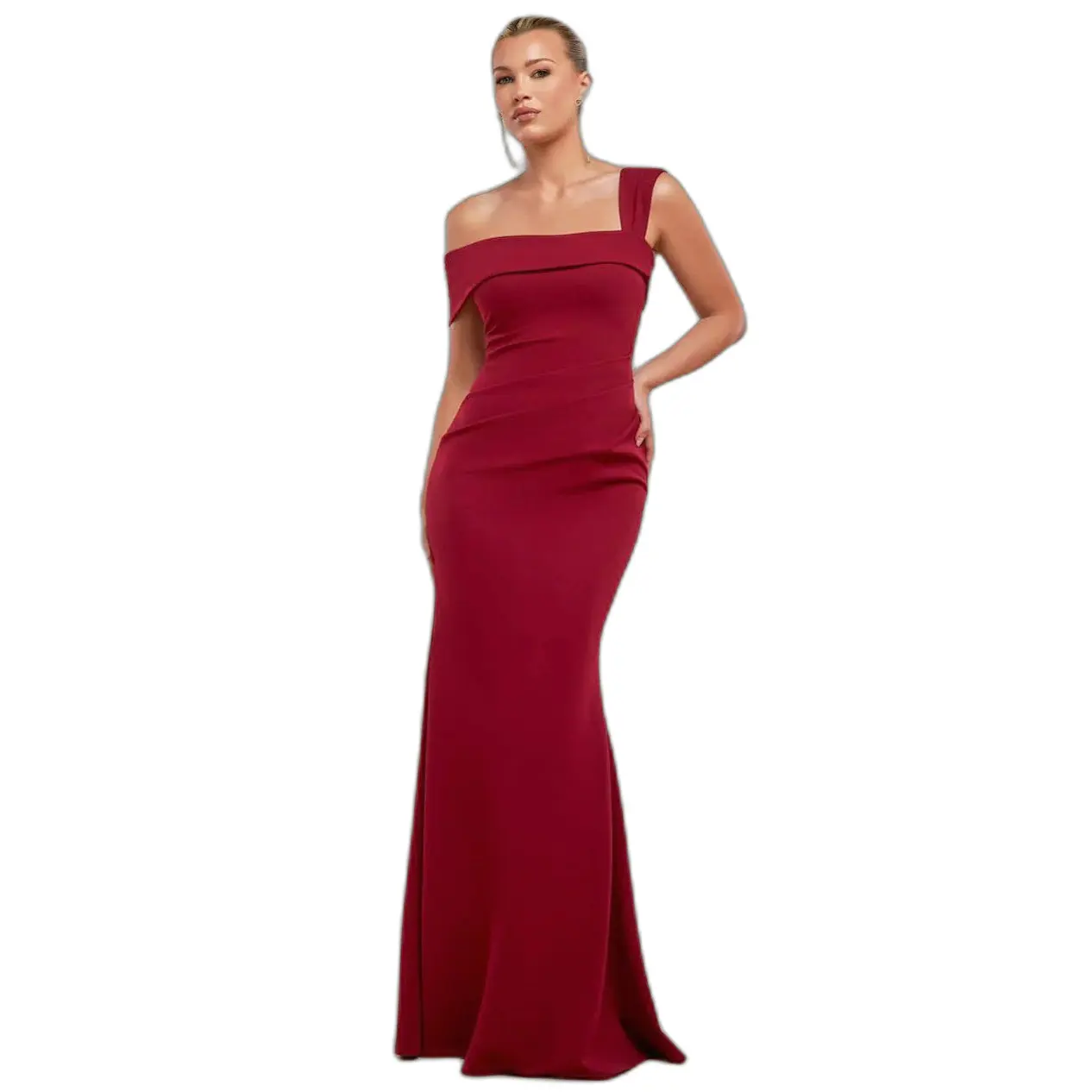 Pleated dress for women Goddiva Off The Shoulde Maxi