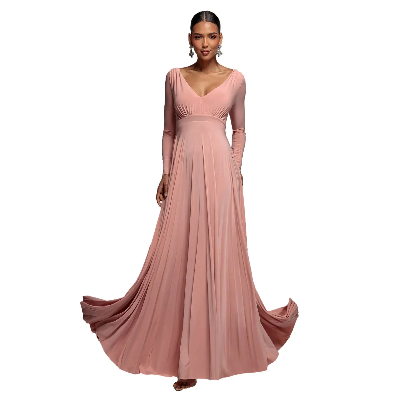 Image of Langarmige A-Linienkleid Damen Goddiva Maxi