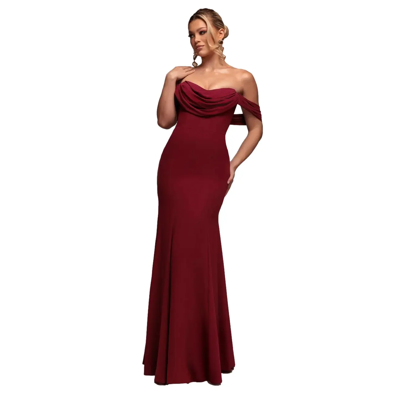 Chiffonrobe mit Carmenausschnitt Damen Goddiva Bardot