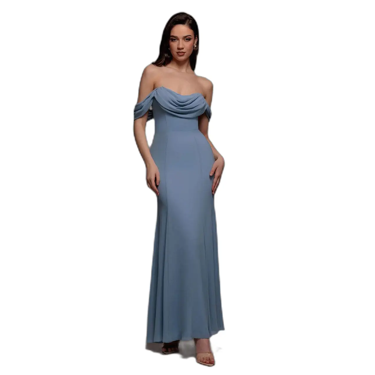 Kleid Damen Goddiva Chiffon Bardot Cowl