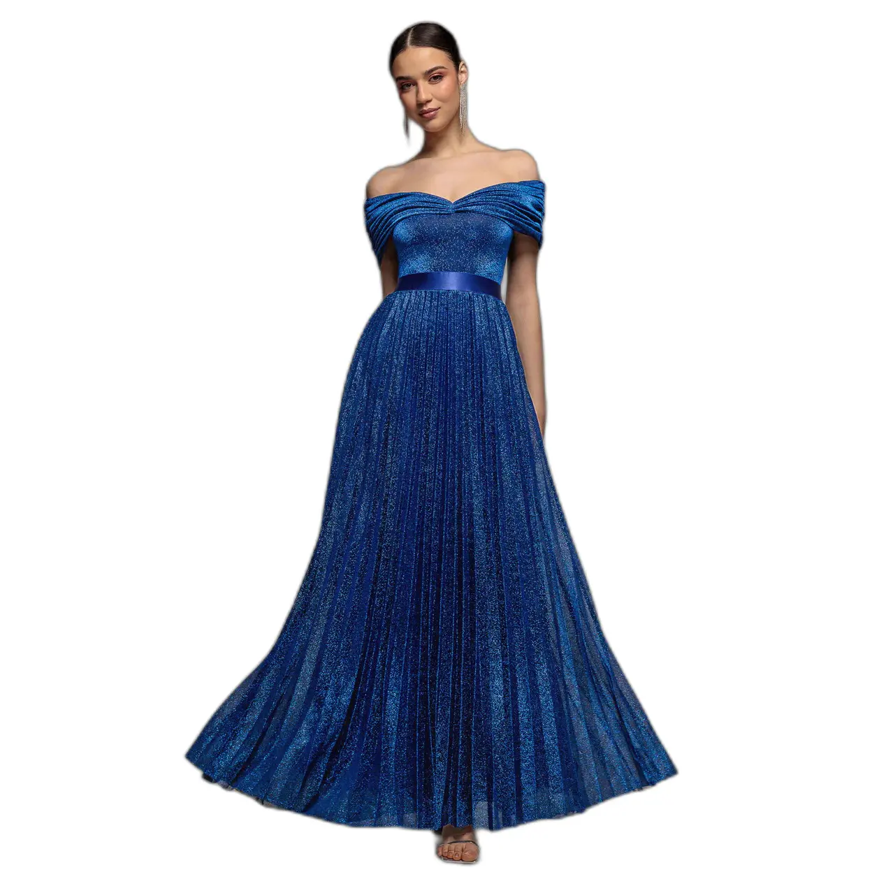 Gestufte Lange Robe Damen Goddiva Bardot Maxi