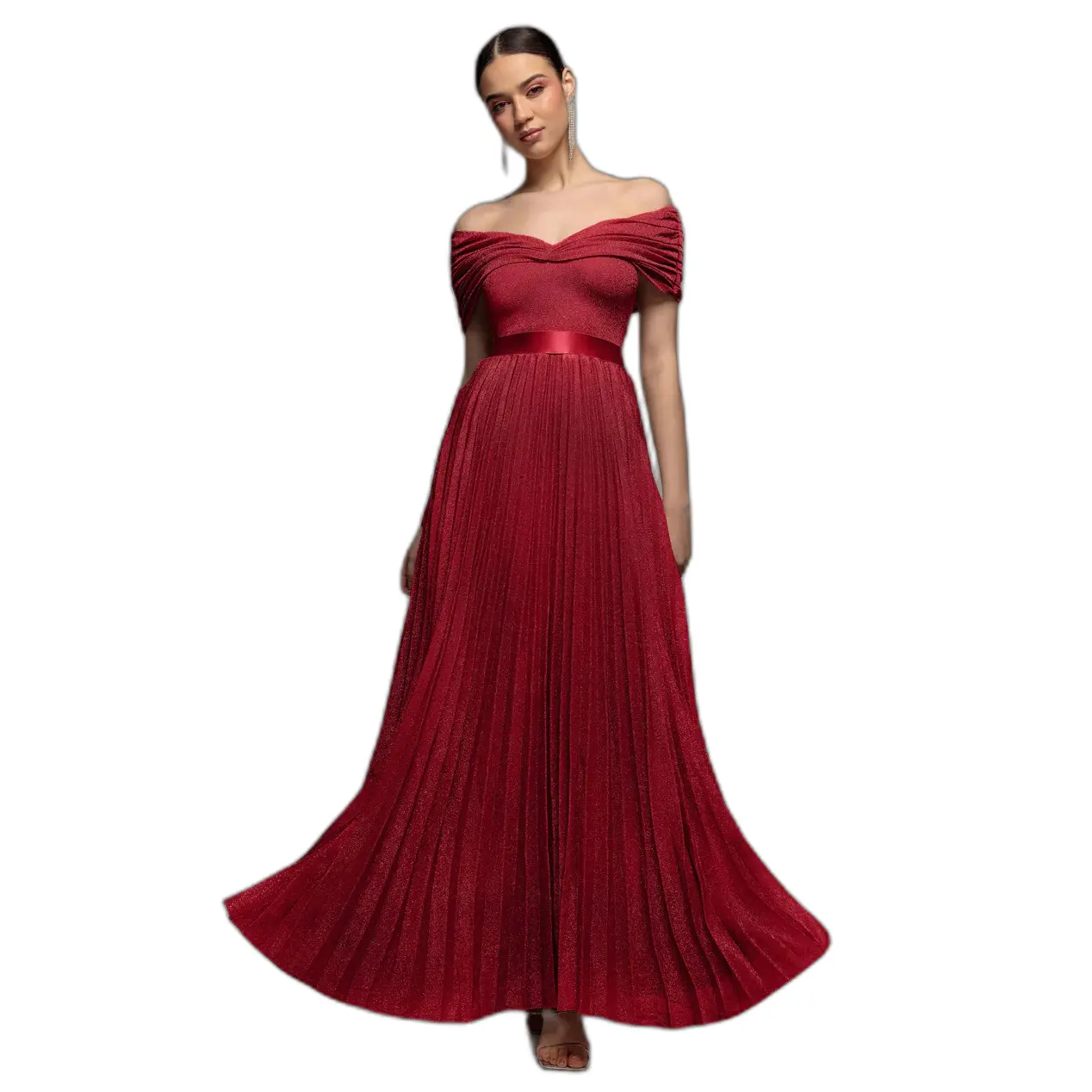 Vestito a pieghe da donna  Bardot Maxi