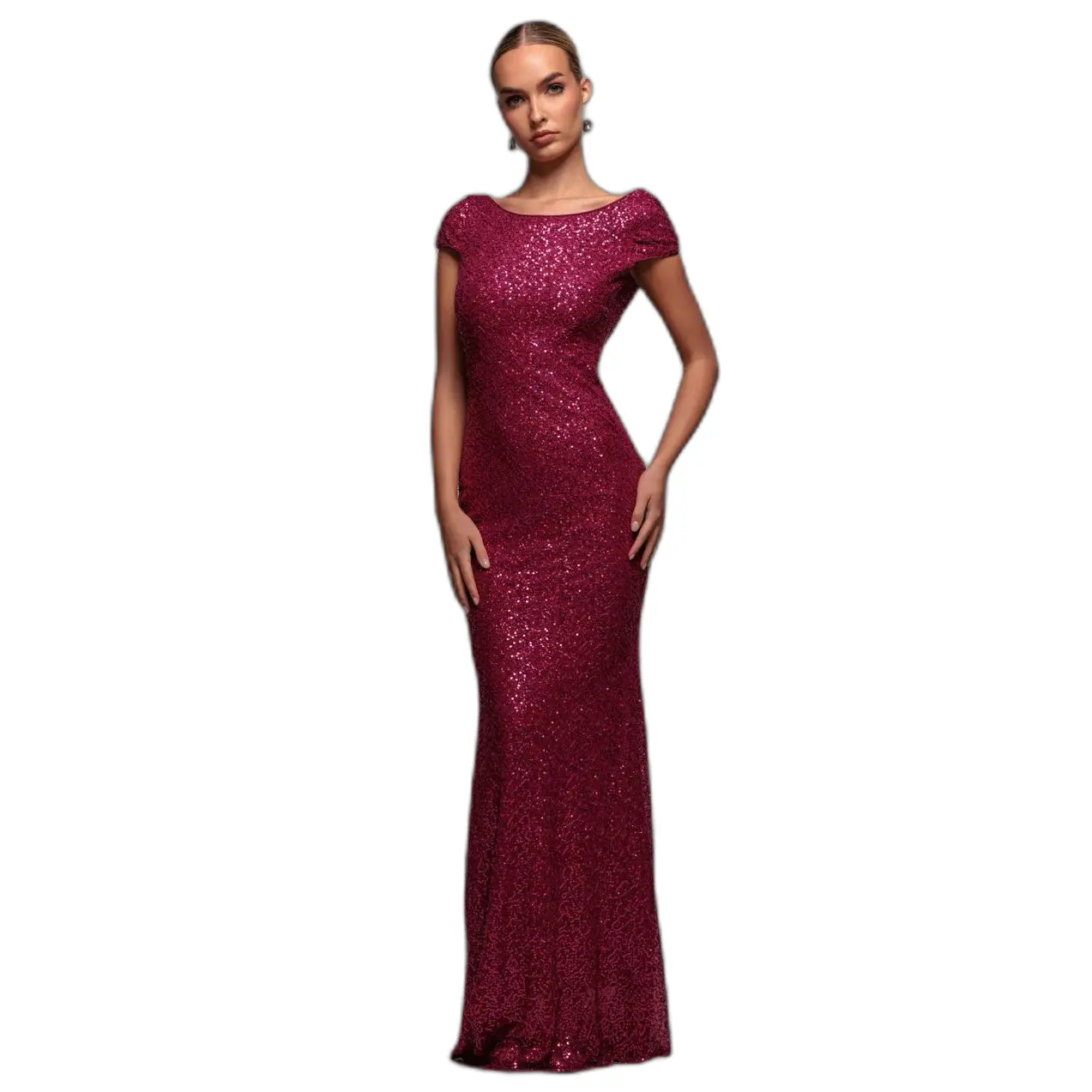Glitzerkleid mit Rückenausschnitt für Damen Goddiva Maxi