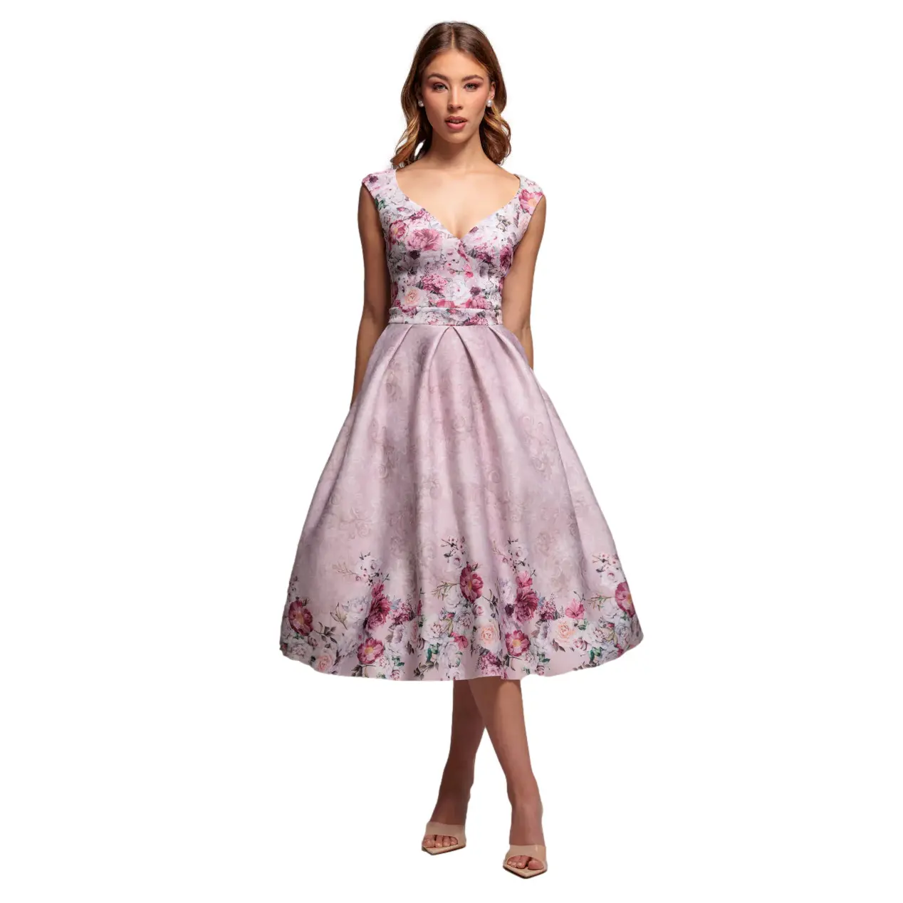 Robe fleurie a décolleté a cuore donna  Midi