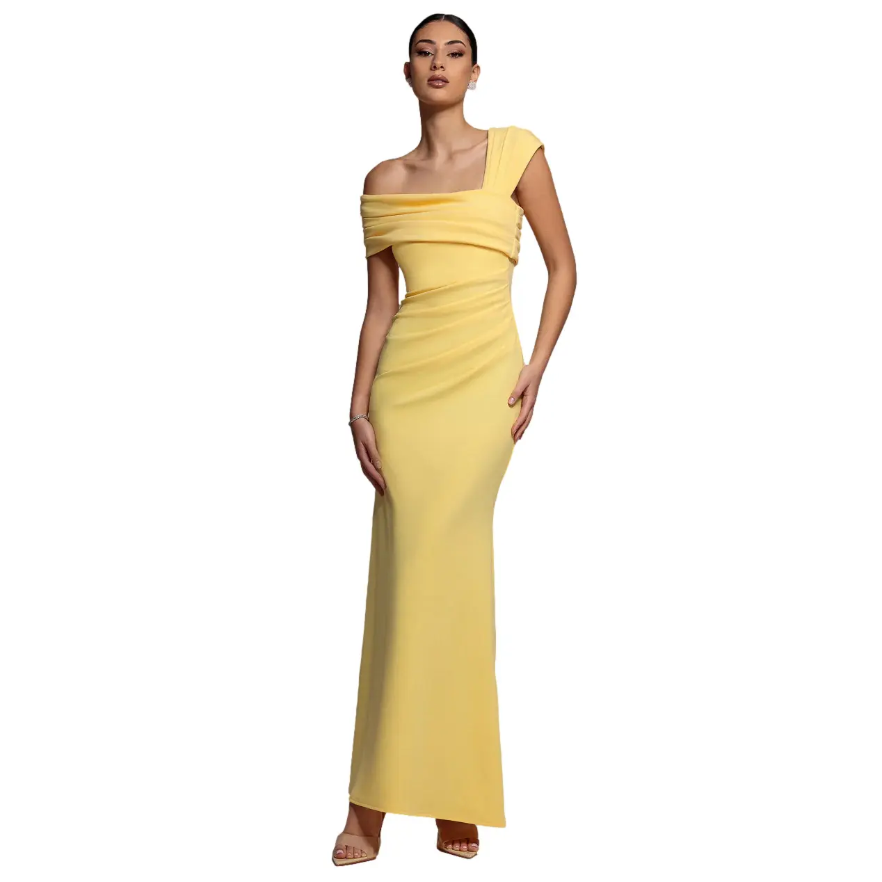 Image of Asymmetrisches Kleid aus Scuba-Crêpe Damen Goddiva Maxi