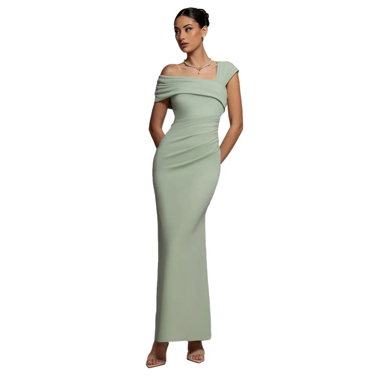 Asymmetrisches Kleid aus Scuba-Crêpe Damen Goddiva Maxi