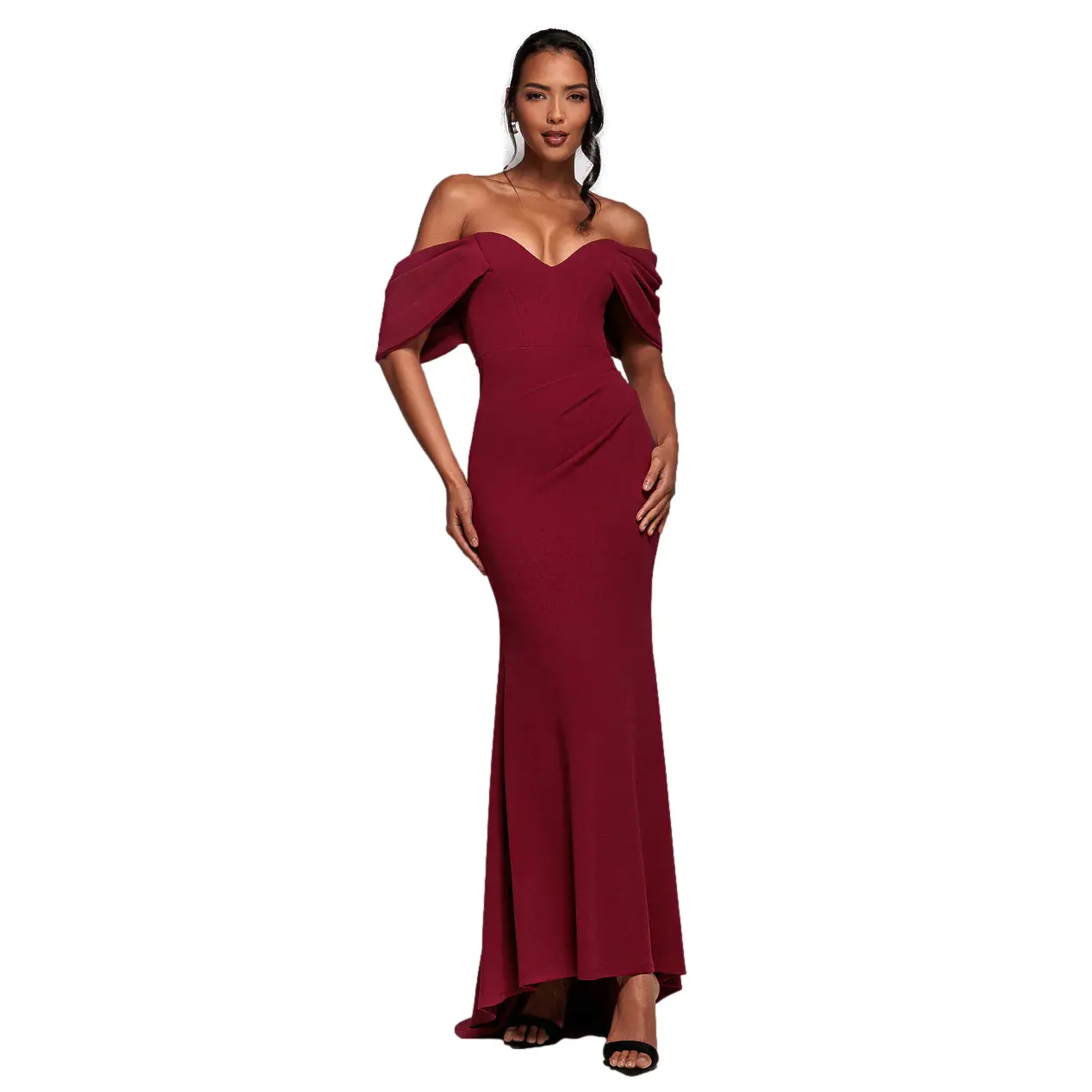 Long Off-The-Shoulder Draped Sleeve Bodycon Dress Women Goddiva