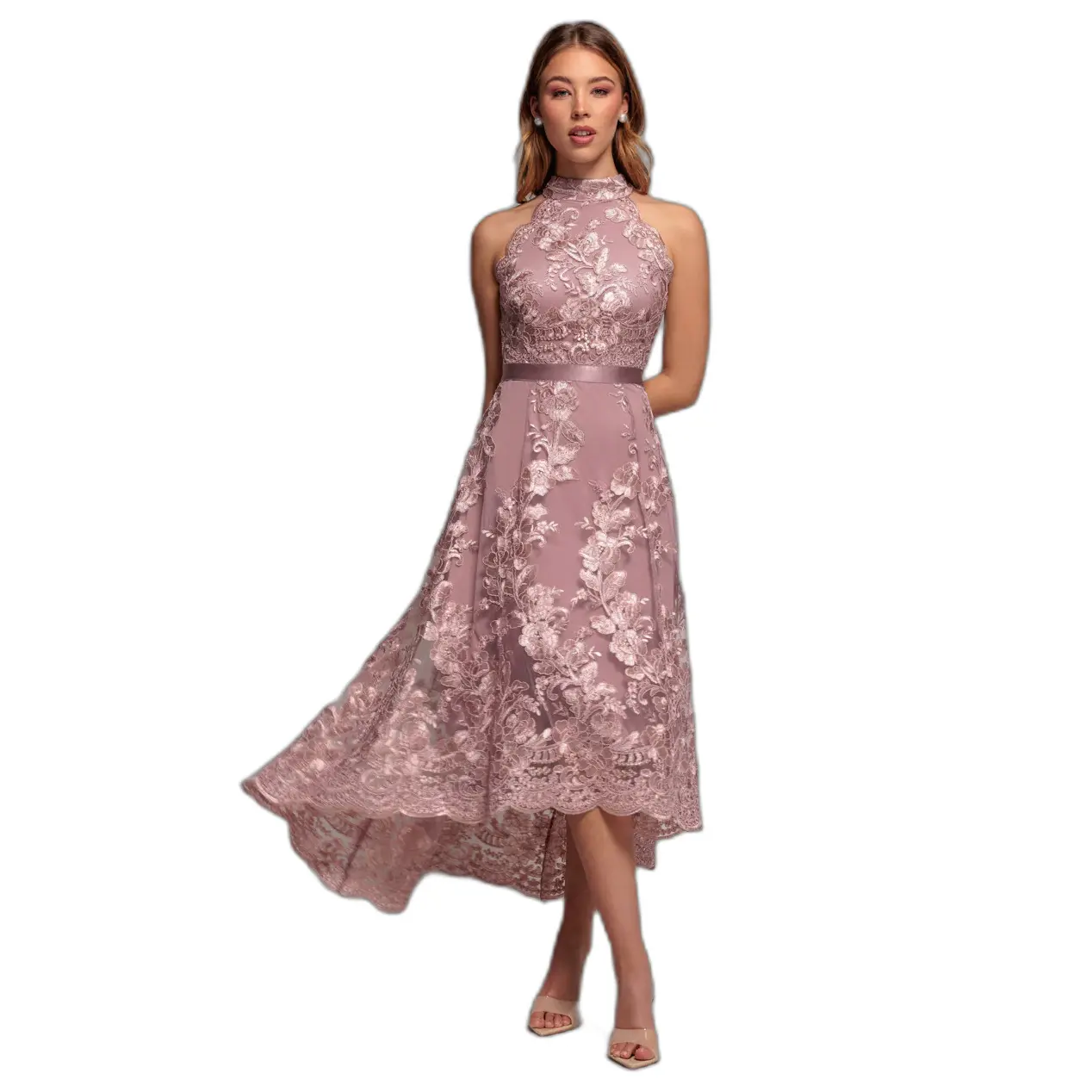 Asymmetrical Lace Backless Dress Women Goddiva