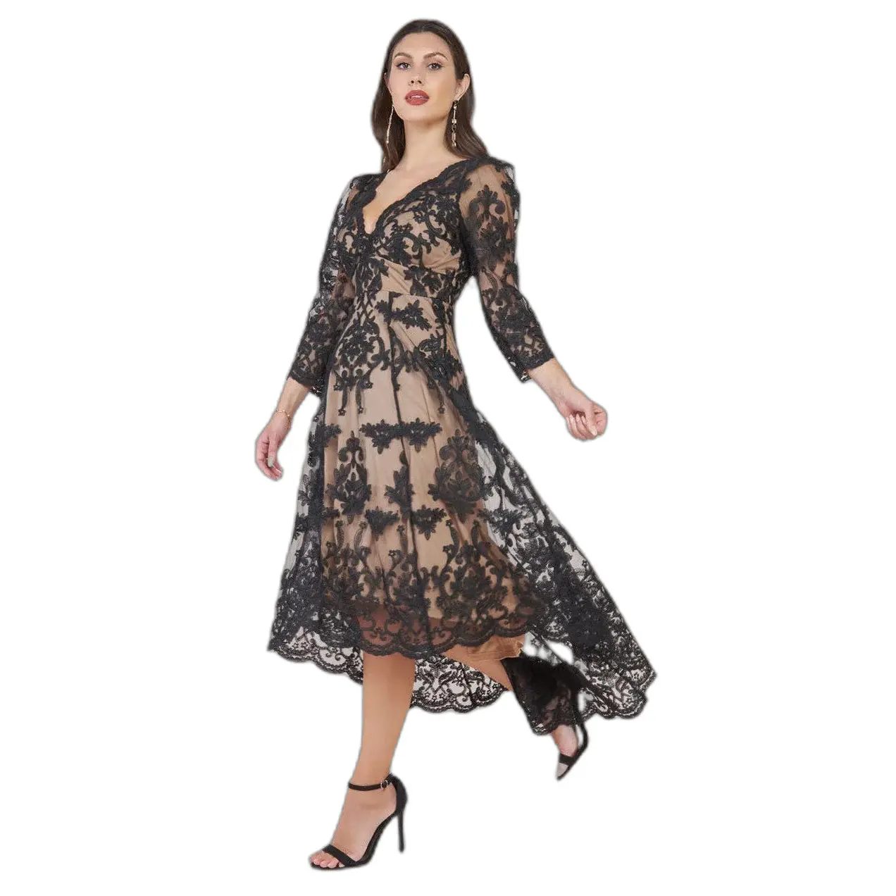 Image of Asymmetrisches Spitzenkleid Damen Goddiva
