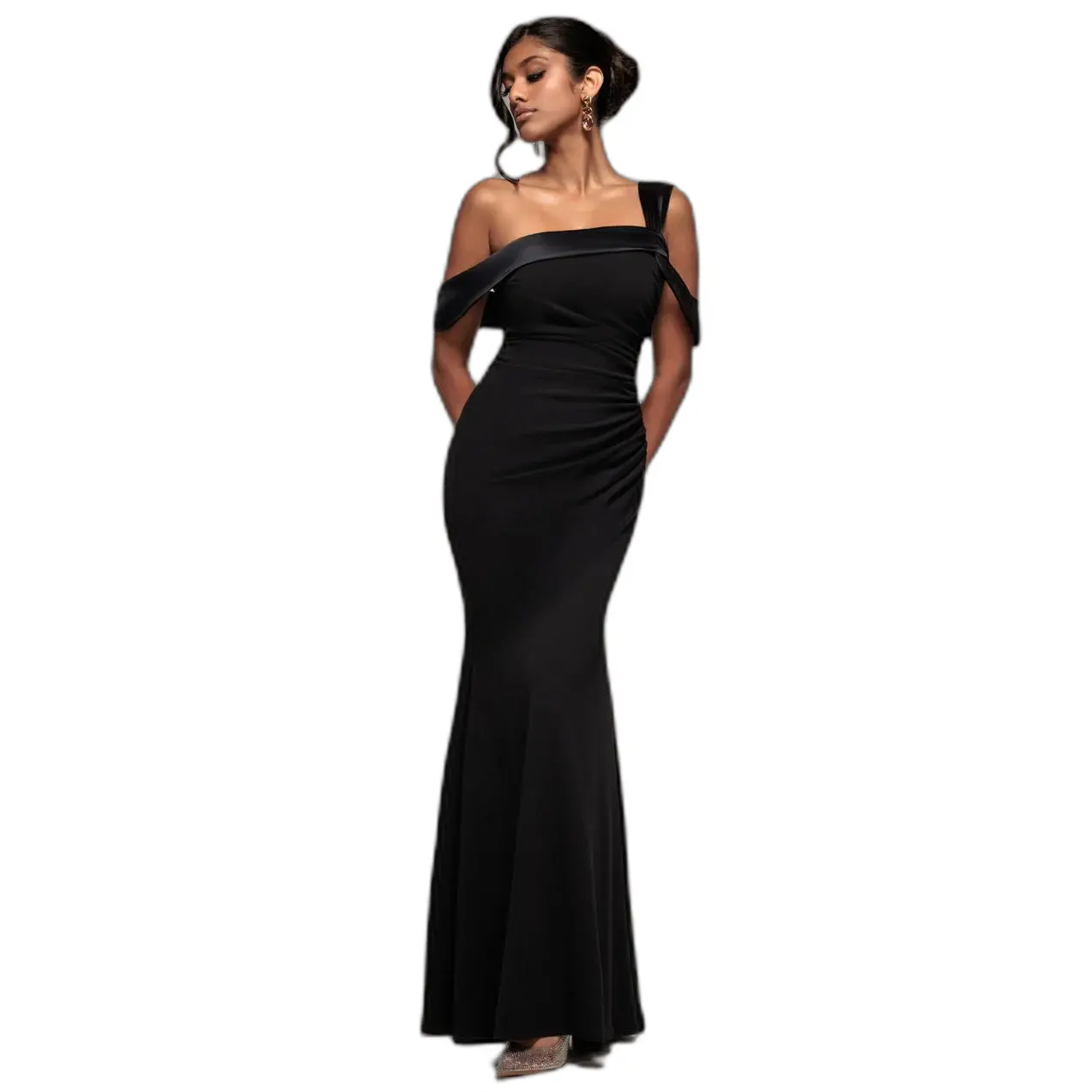 Image of Asymmetrisches Satin-Kleid Damen Goddiva