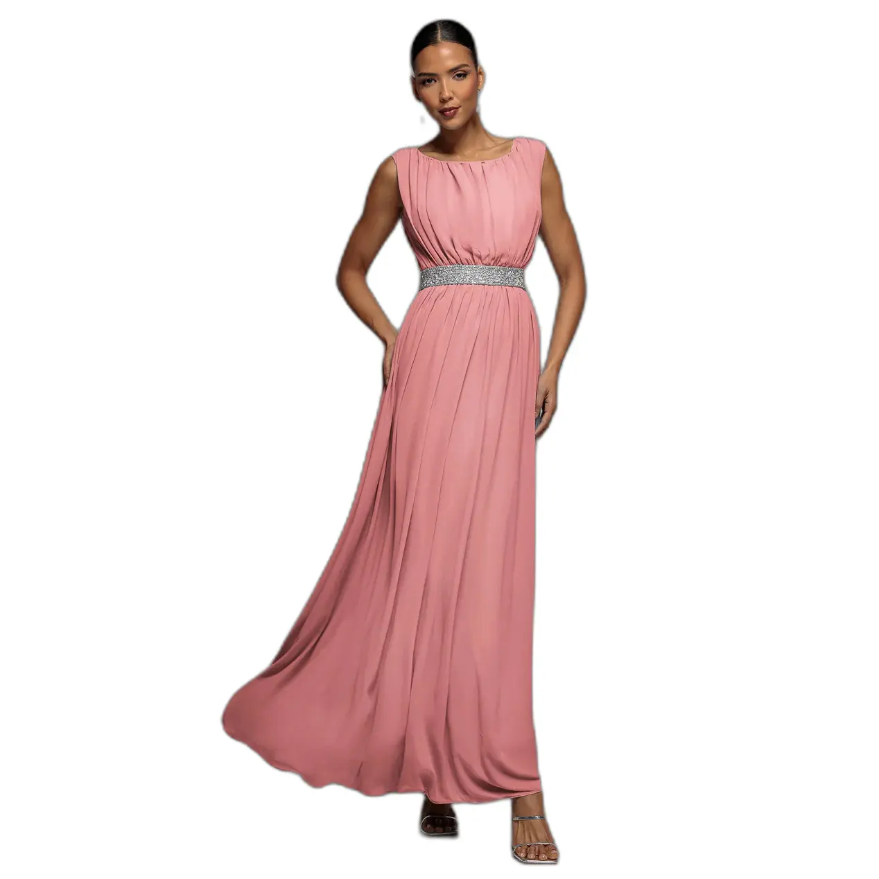 Abito in mussola con cintura donna