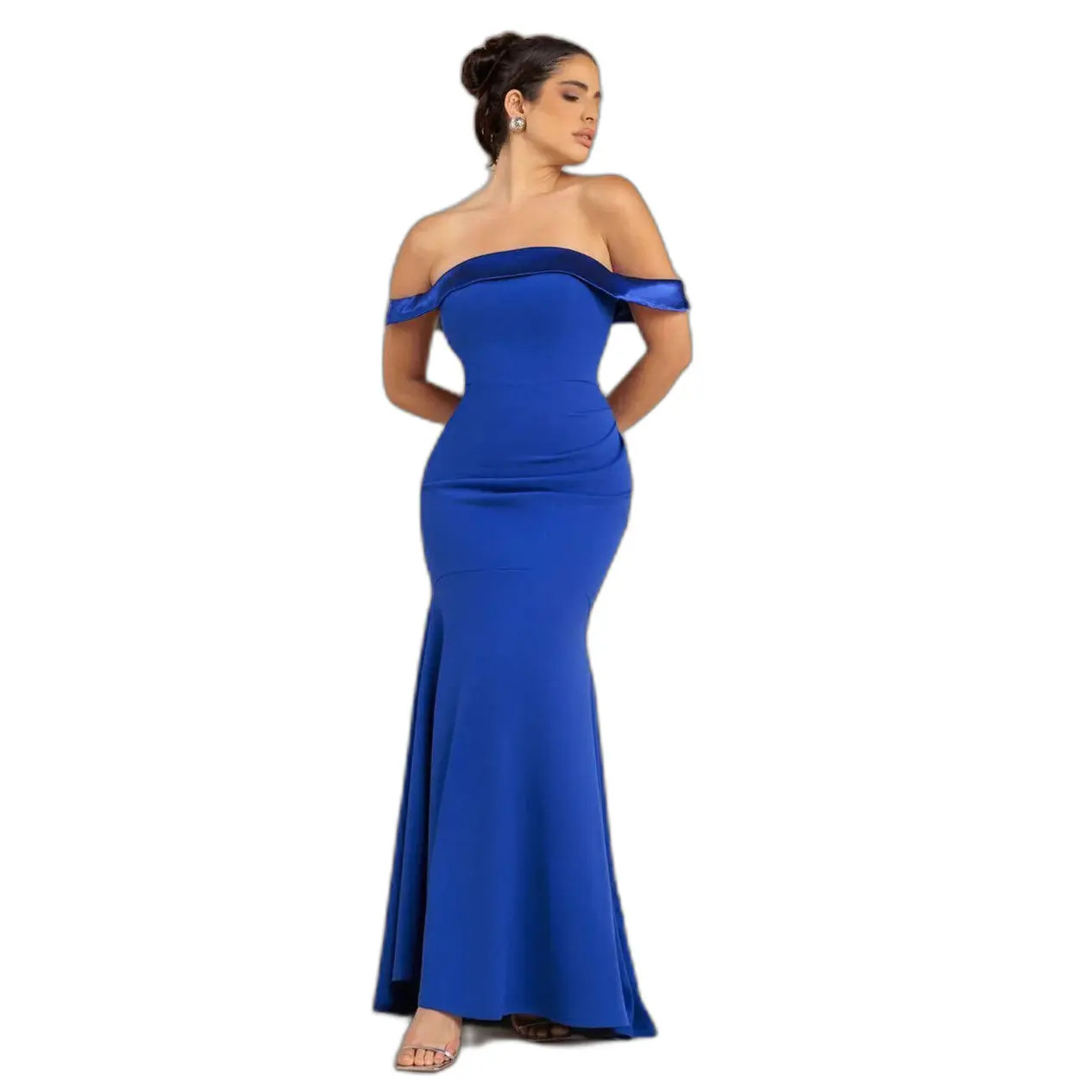 Image of Satinierte Bandeau Kleid Damen Goddiva Maxi