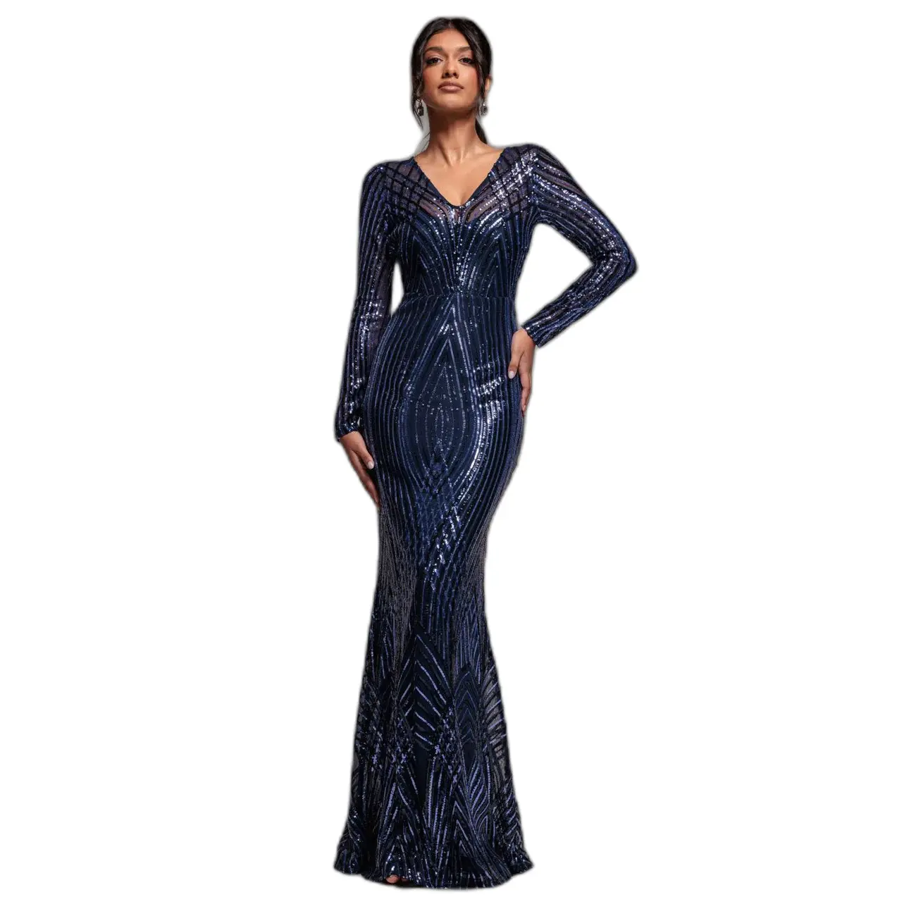 Vestito da donna  Two Toned V Neck Sequin