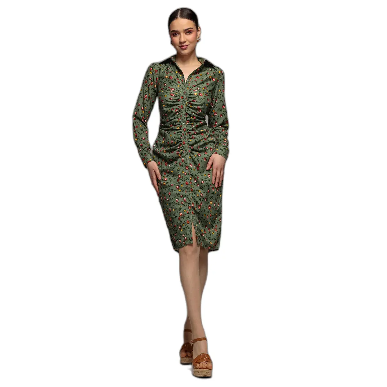 Women's shirt dress Goddiva Floral Vert 36