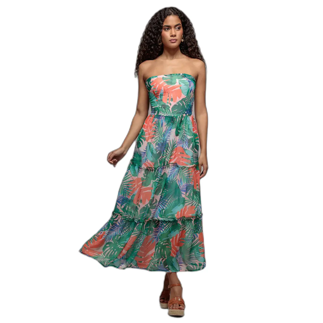 Image of Maxi Print Bandeau Dress Damen Goddiva