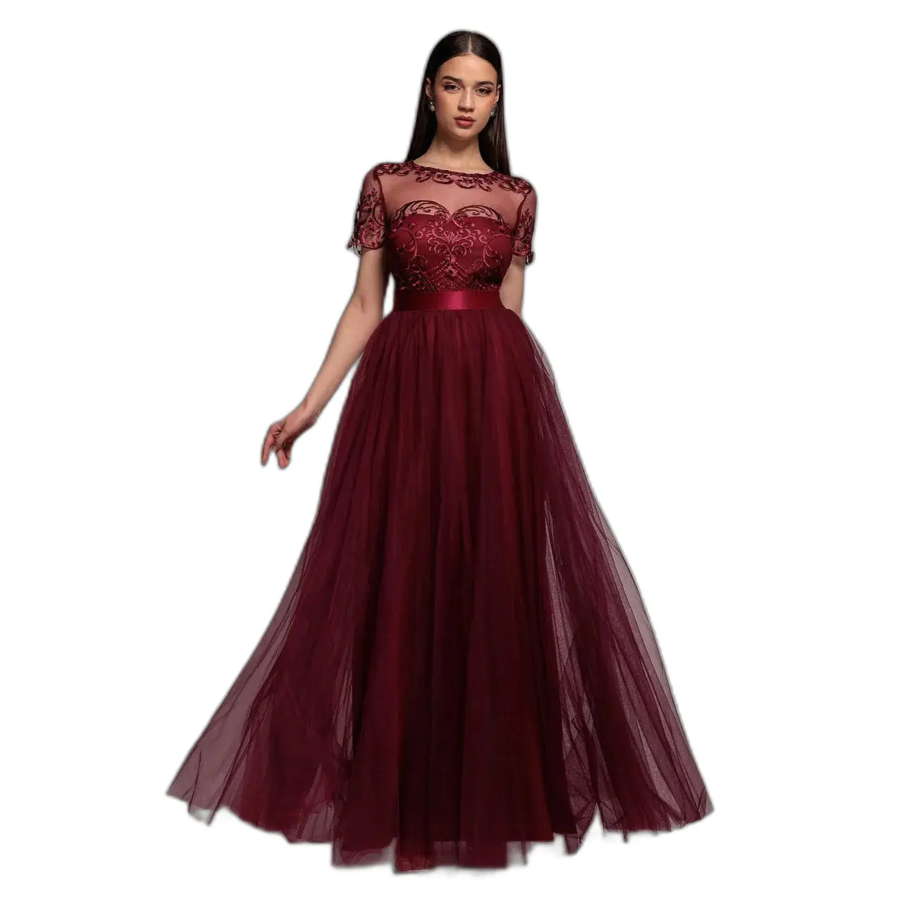 Image of Kleid Damen Goddiva Embroidered Mesh