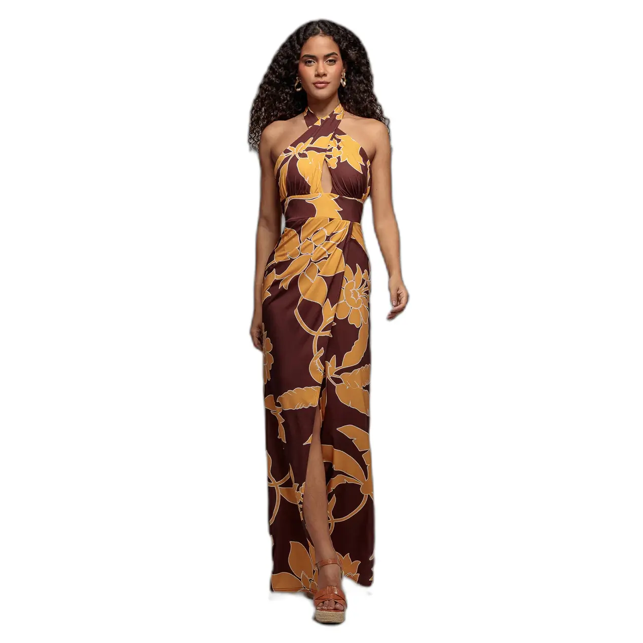 Printed Cross-Over Dress Women Goddiva