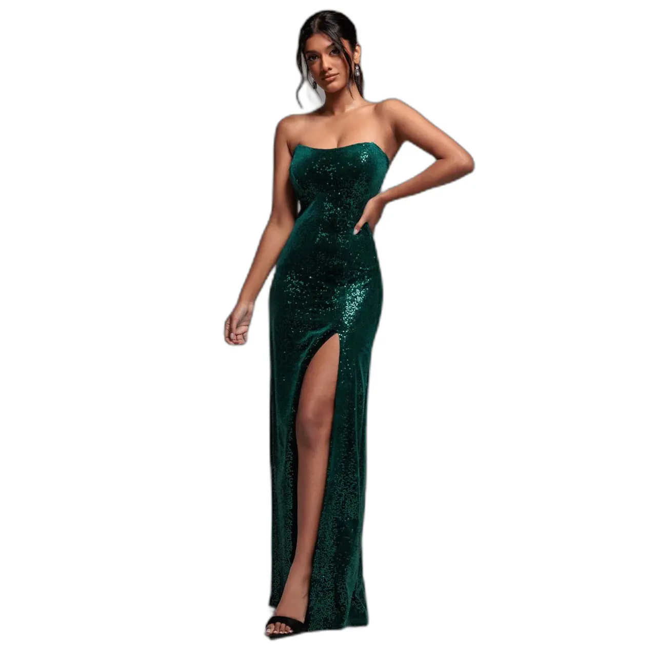 Women's dress Goddiva Sequin Velvet Bandeau