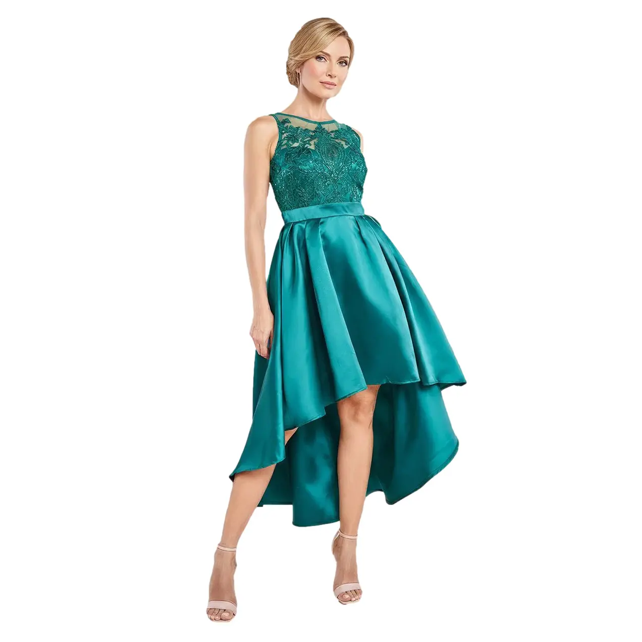 Asymmetric Sequin and Satin Dress Women Goddiva Midi