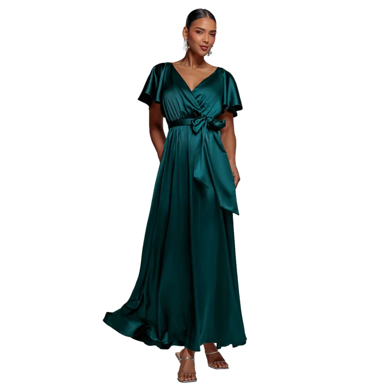 Robe portefeuille in satin donna  Maxi