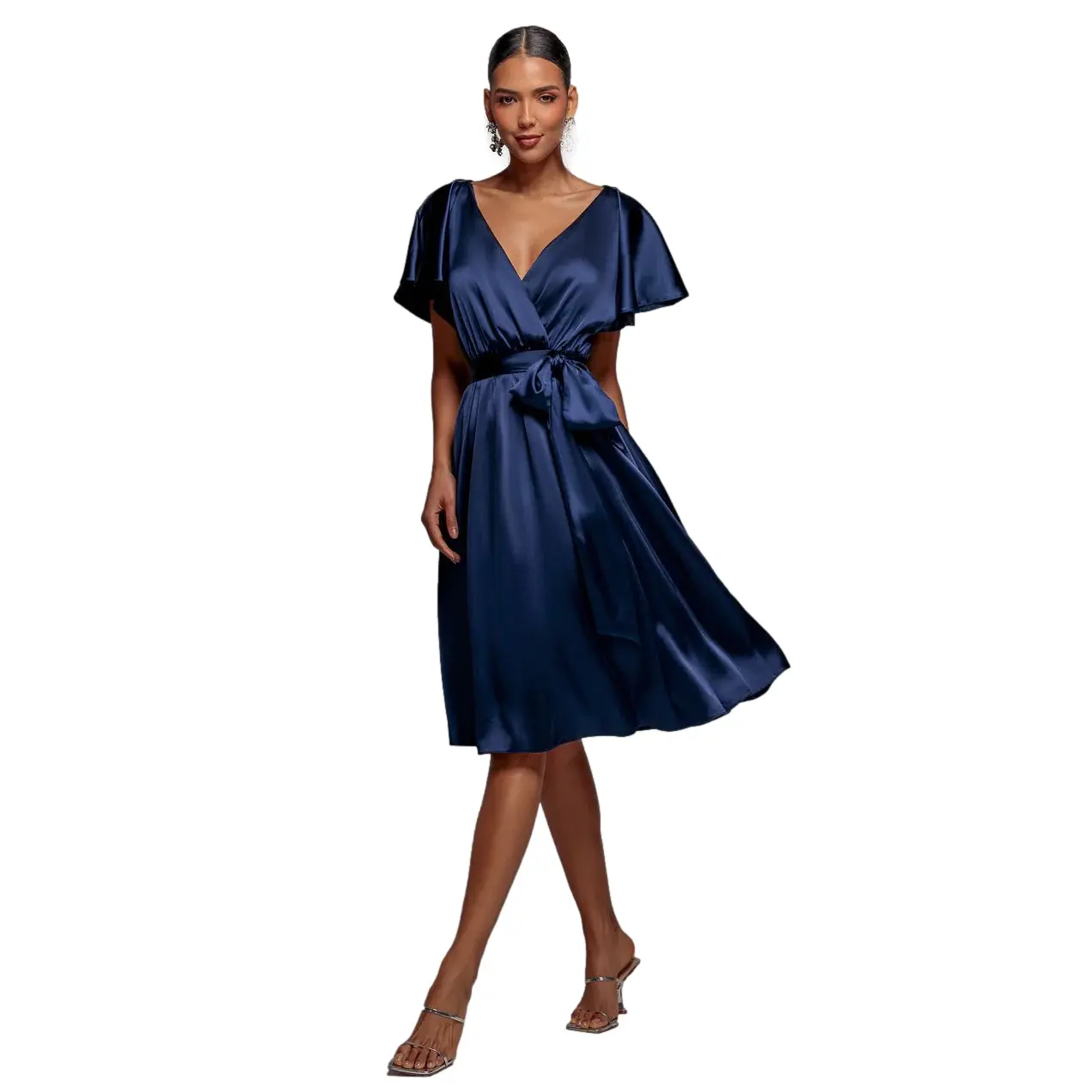 Robe portefeuille in satin donna  Midi