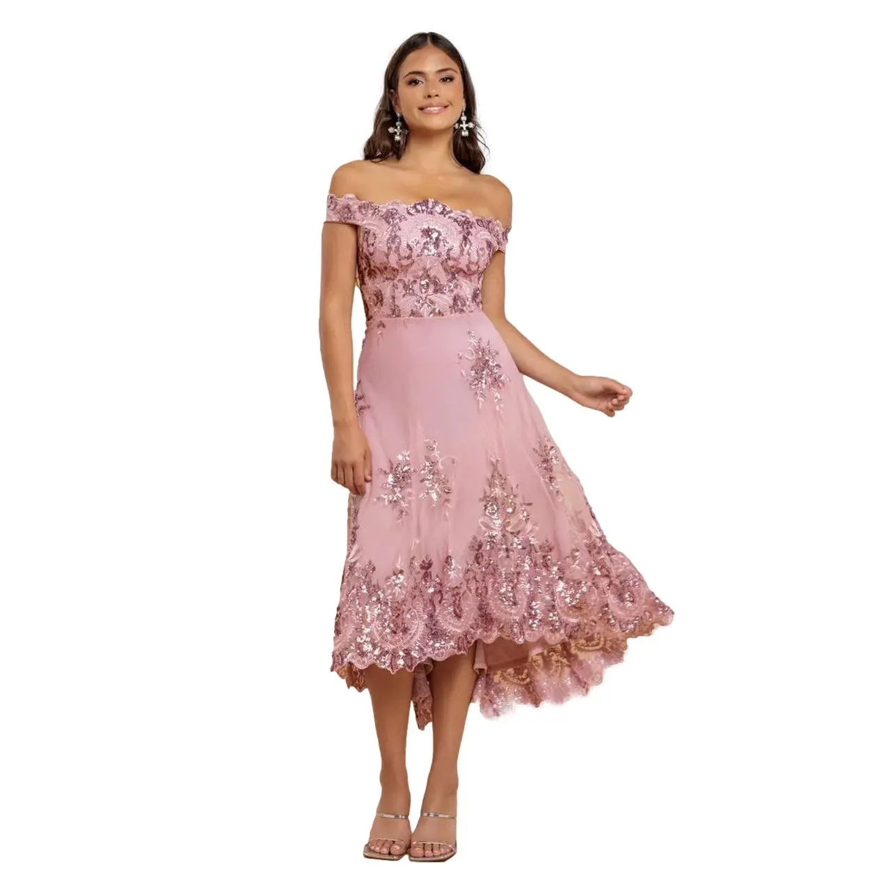 Vestito da donna  Bardot Sequin & Lace High