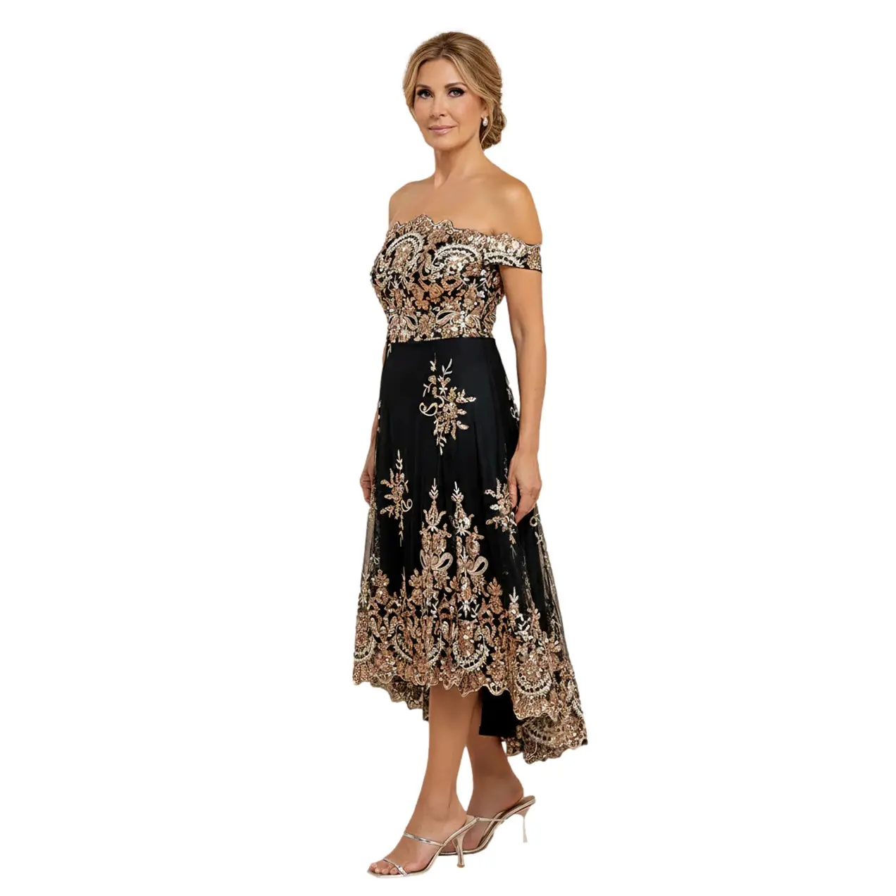 Abito in pizzo asimmetrico donna  Bardot Sequin
