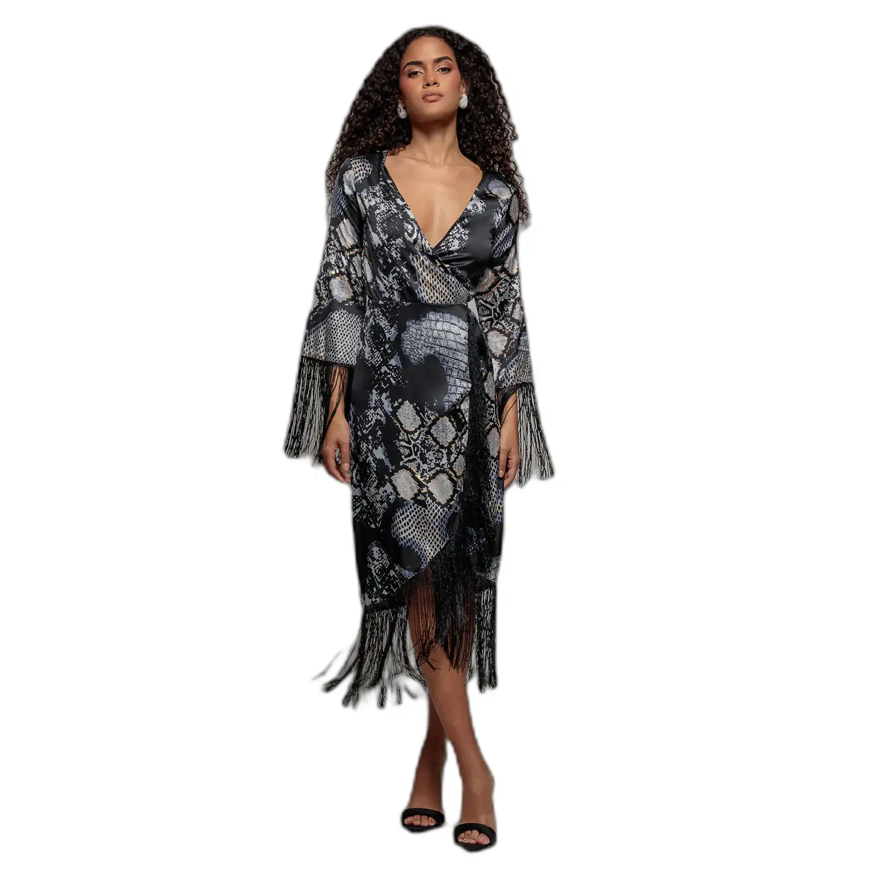 Wrap dress da donna  Foil Print Wrap