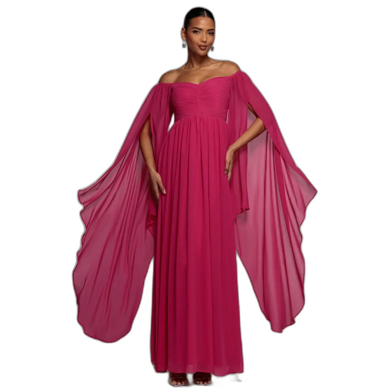 Off-the-Shoulder Cape Sleeve Dress Women Goddiva
