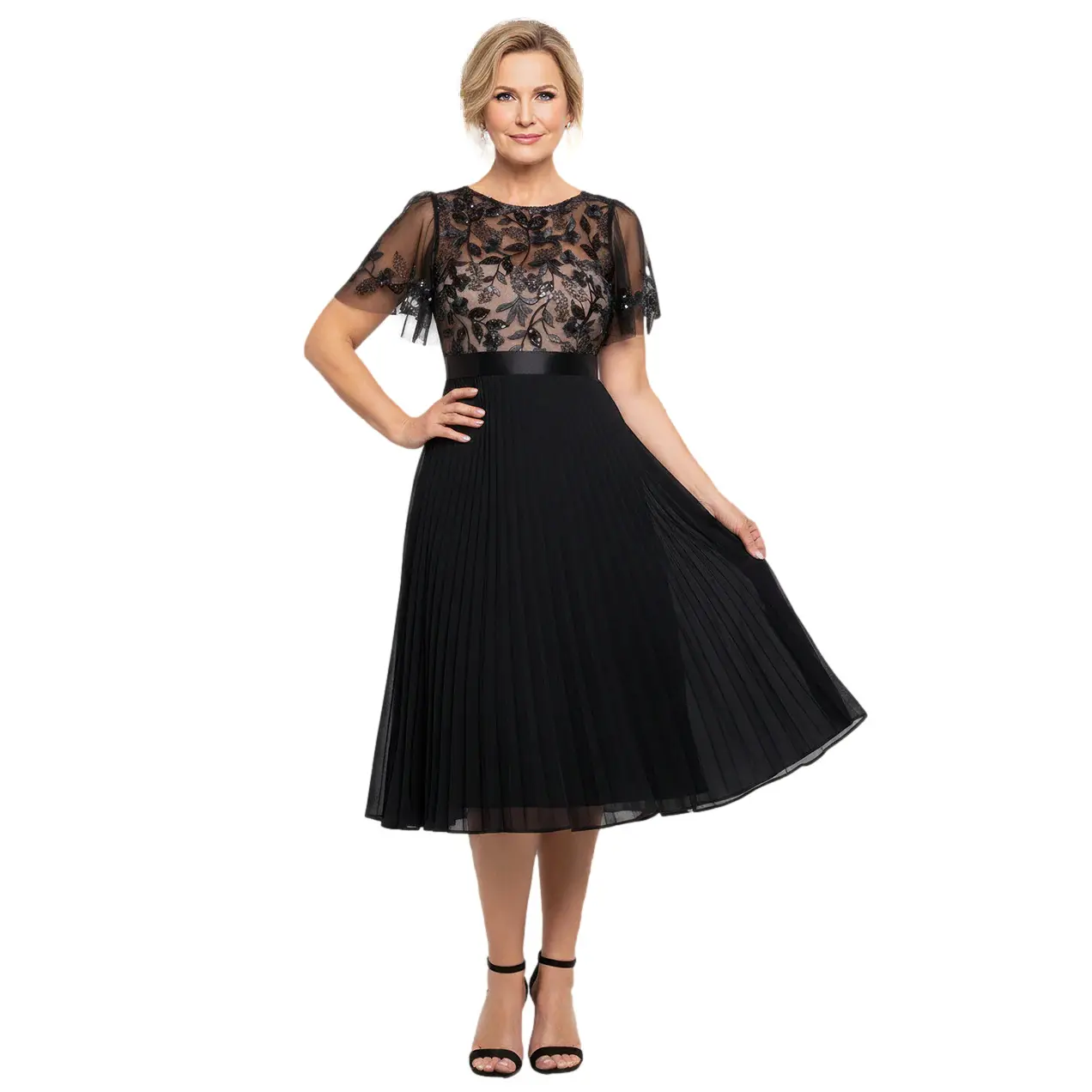Image of Plissee-Kleid für Damen Goddiva Top Chiffon Midi
