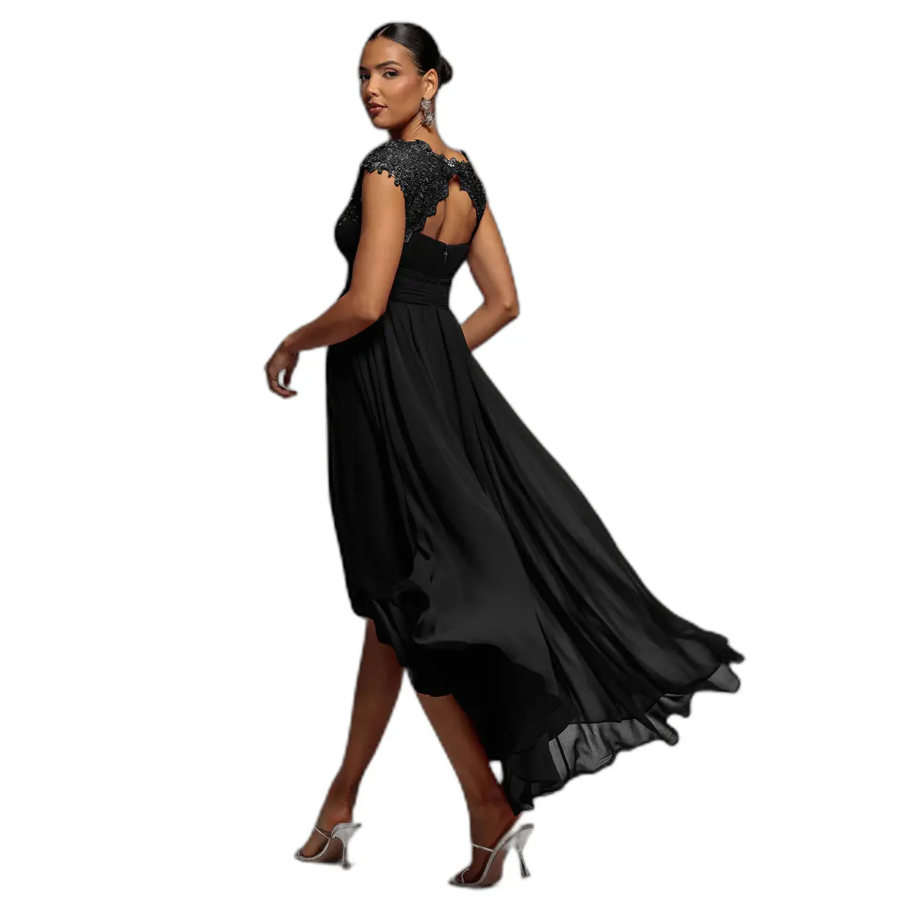 Image of Maxi Plissee Kleid mit Häkeldetails für Damen Goddiva