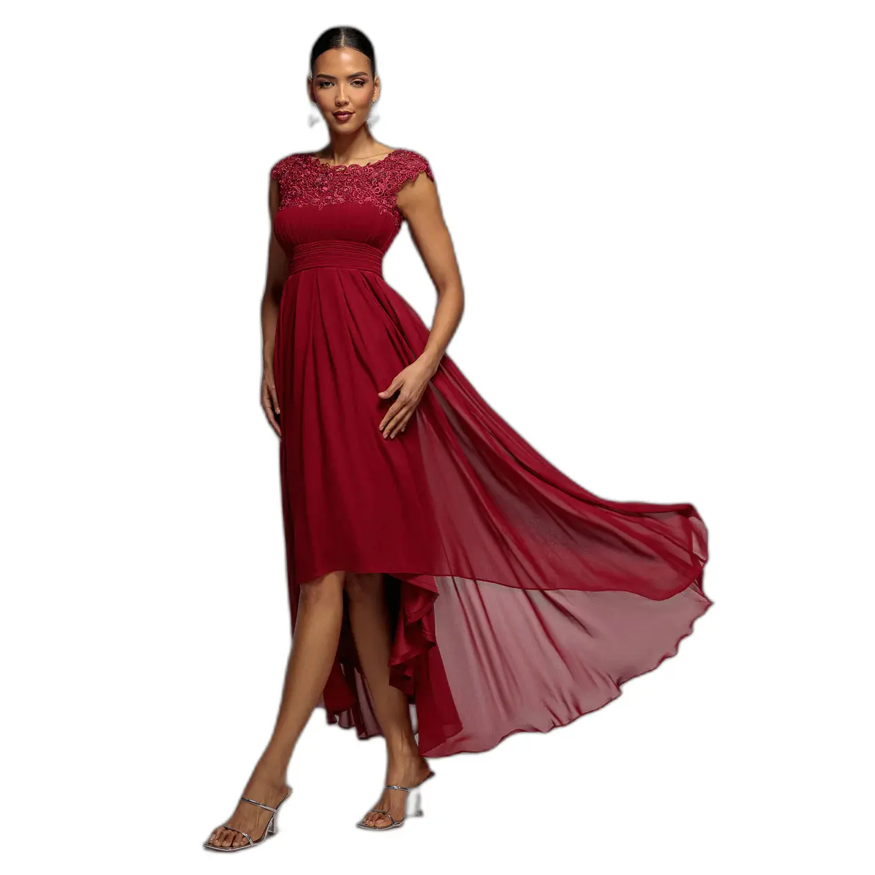 Robe asymmetrica in uncinetto e plissé donna  Maxi