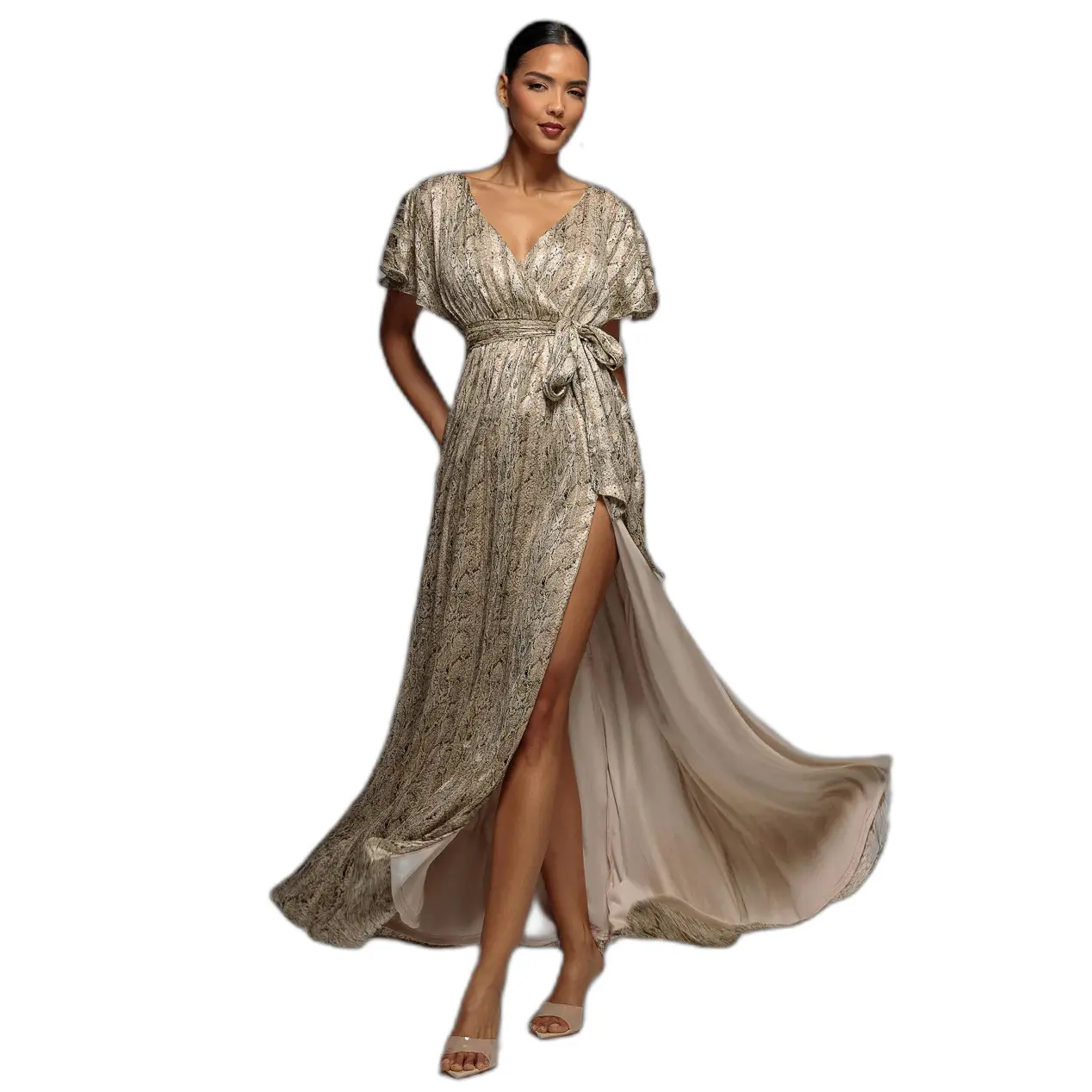 Wrap dress da donna  Wrap Printed Chiffon