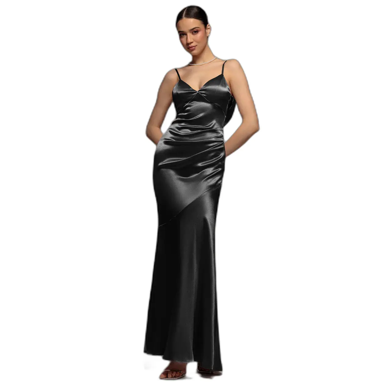 Robe in satin con schiena a bretelle donna