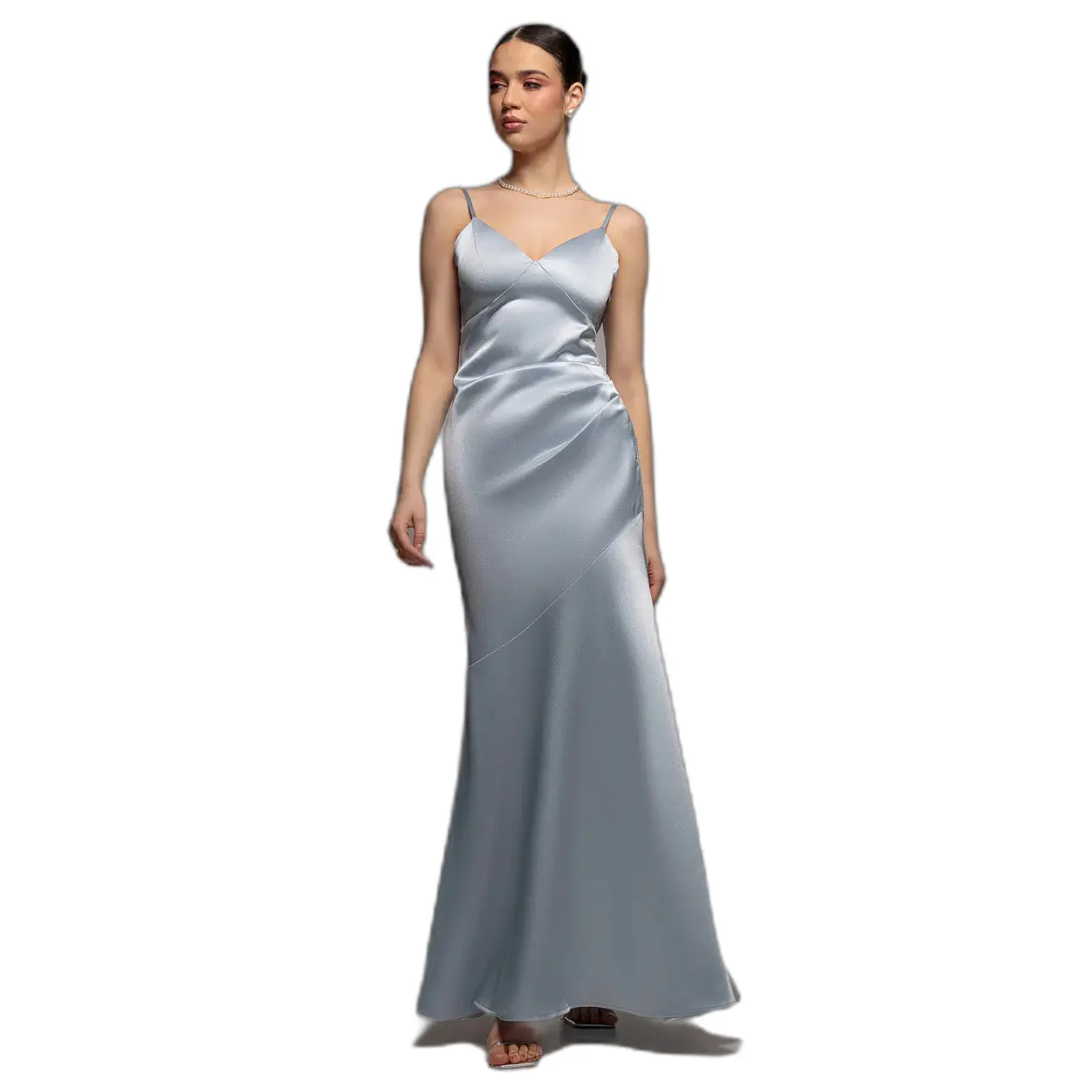 Draped Back Satin Dress Women Goddiva