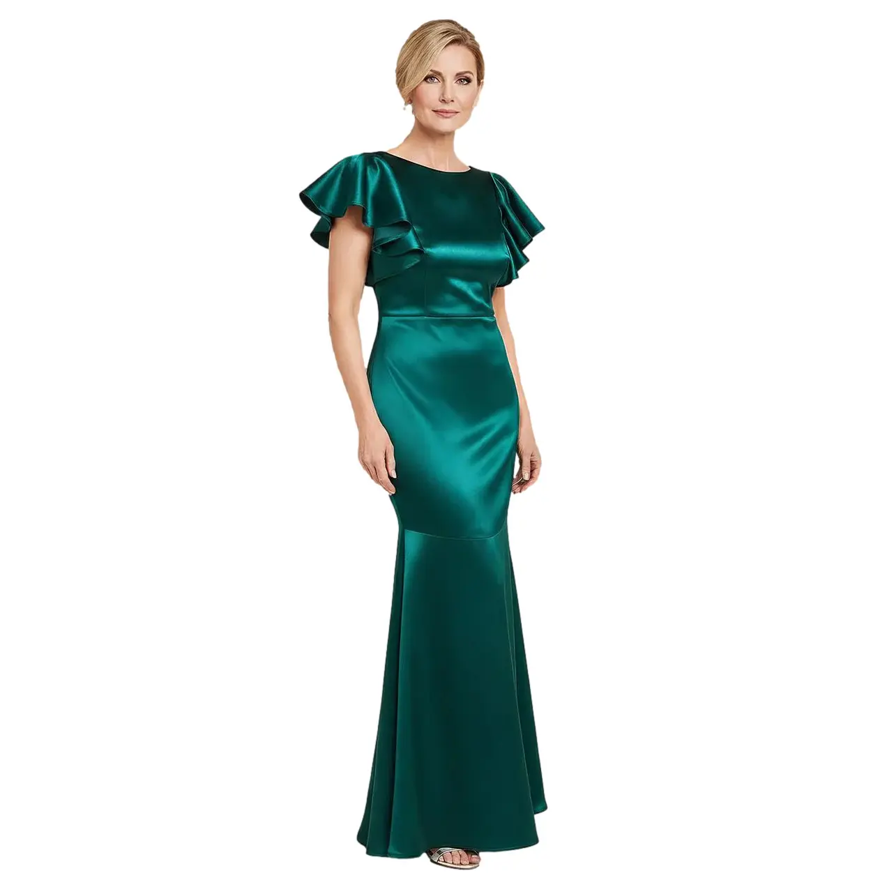 Womenâs Long Sleeve Mermaid Satin Fitted Dress Goddiva
